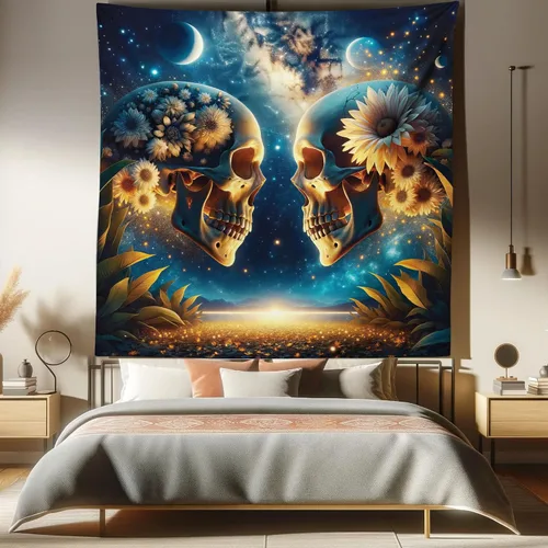 Vista 182 de Ambesonne Tapiz hippie, abrazo de hongos de ensueño y árbol de la vida místico y mandal verde, decoración de tela para colgar en la pared