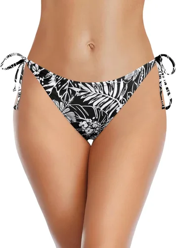 Vista 18 de Traje de baño de cintura baja con cobertura moderada para mujer Azul (Leaves)