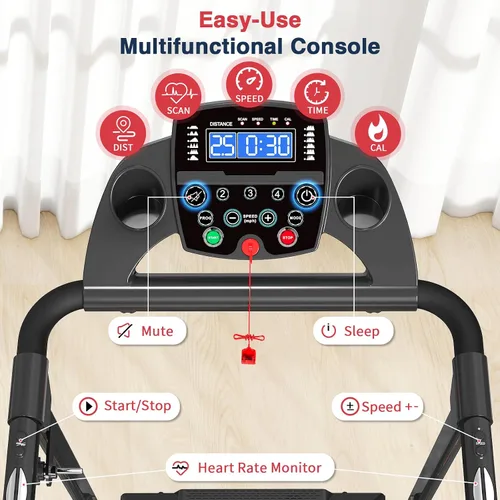 Vista 4 de Redliro Treadmill for Seniors with Long Handrails - Walking Treadmill 0-2% Incline, 300 lbs Capacity, Foldable for Home Small, Auto Lube, Mute &