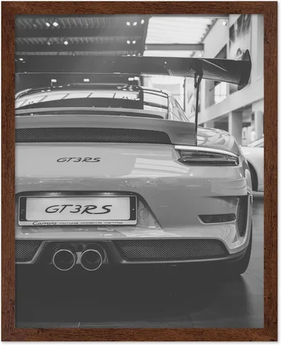 Vista 26 de Monem Art - Póster de moda – Mujer en impresión de coche clásico – Arte en blanco y negro – Arte fotográfico – Arte para entusiastas del automóvil