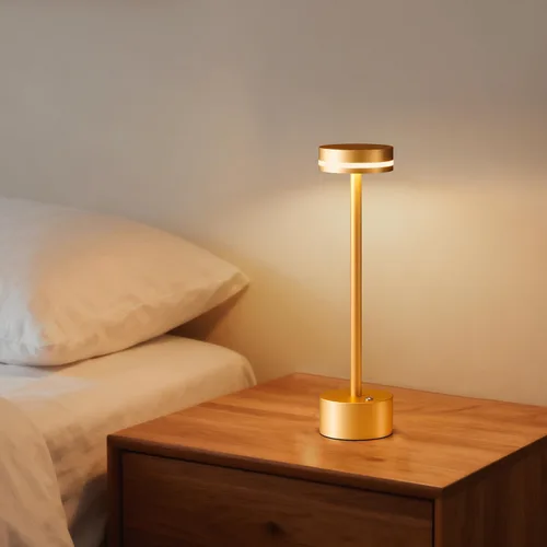 Vista 6 de Lámpara de mesa inalámbrica recargable dorada moderna, lámpara táctil de aluminio y batería operada de 4000mAh, lámparas de mesa LED de 3000K