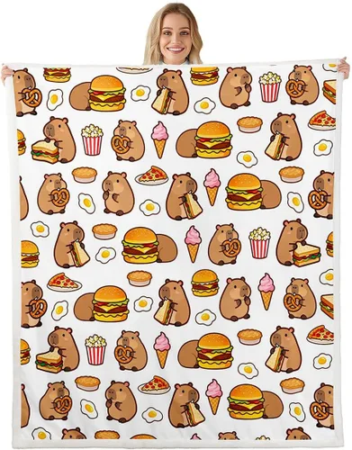 Vista 11 de Erosebridal Funny Capybaras Blanket Capybara Lover Gifts Cute Fleece Blanket for Kids Girls Boys, Capybara Decorations Blankets 40"x50", Kawaii