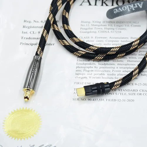 Vista 4 de Arklove Cable USB c a óptico de 1 pie Opt macho tipo c a interfaz de audio de fibra óptica digital Adaptador hembra Cable Toslink para amplificador