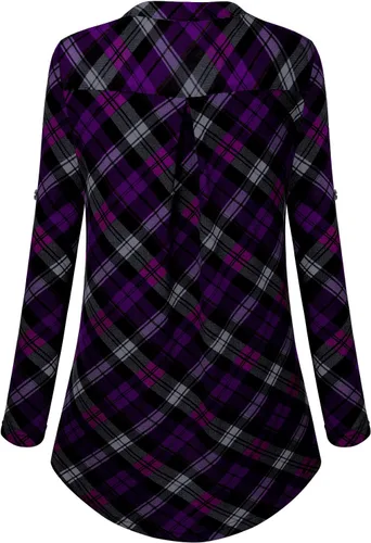 Vista 4 de Bulotus - Blusa larga e informal, con cierre frontal, cuello en V y manga 34, para mujer