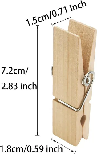 Vista 3 de Alfileres de madera grandes, resistentes y resistentes (madera, 2.83 x 0.71 pulgadas, 12 unidades)