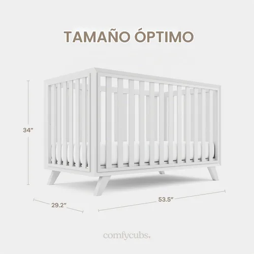 Vista 7 de Comfy Cubs - Cuna de bebé de 0 a 3 años, altura de colchón ajustable, cuna de madera natural para bebé, muebles elegantes de guardería, cama de Todo