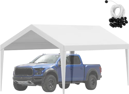 Vista 98 de VEVOR Cobertizo Tienda de Almacenamiento Exterior Portátil Resistente de 6 x 8 x 7 pies, Refugio de Cochera Garaje Impermeable con Puerta Enrollable