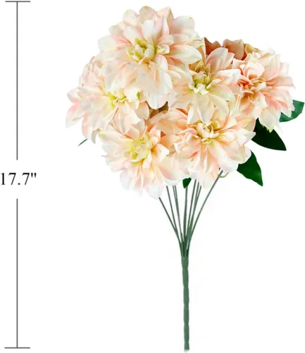 Vista 4 de 10 cabezas dalia falsa flor artificial dalia flor claro champán Champán claro