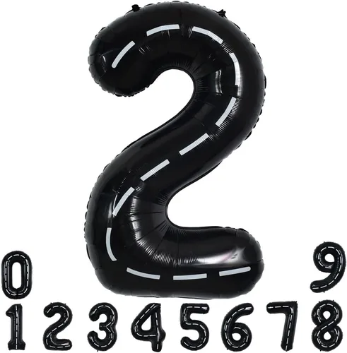 Vista 54 de Globos de números grandes, negros, de 40 pulgadas