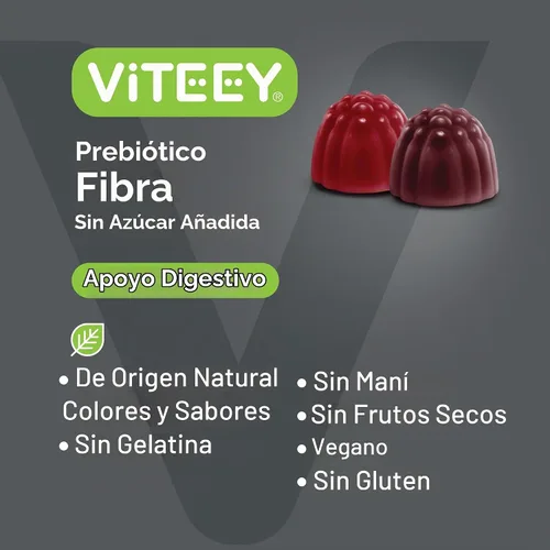 Vista 5 de Viteey Gomitas de fibra prebiótica para adultos, 0.14 oz