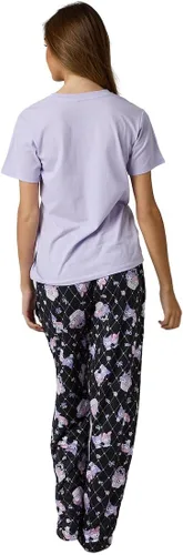 Vista 3 de Bioworld Kuromi & My Melody - Conjunto de ropa de dormir lavanda para mujer