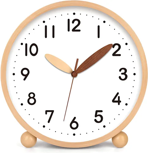 Vista 14 de Maxspace Reloj de mesa de madera, reloj de escritorio silencioso sin tictac de 8 pulgadas, funciona con pilas, reloj analógico de escritorio