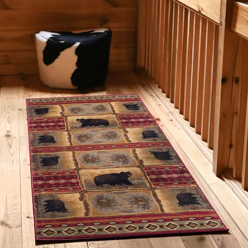 Vista 12 de Sierra Bear - Alfombras rojas de 8 x 10 pies para sala de estar, dormitorio o comedor, cabaña, casa de campo, alfombras para sala de estar