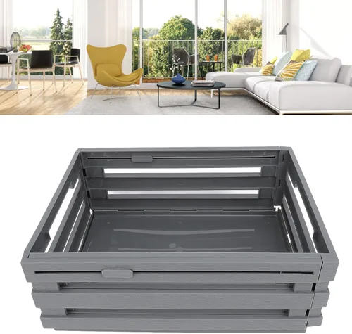 Vista 2 de Yinhing Retractable Storage Box Bin Organizer Expandable 30.5-51.5cm PP Material for Bedroom Office Camping Car Trunk Organization (Grey)