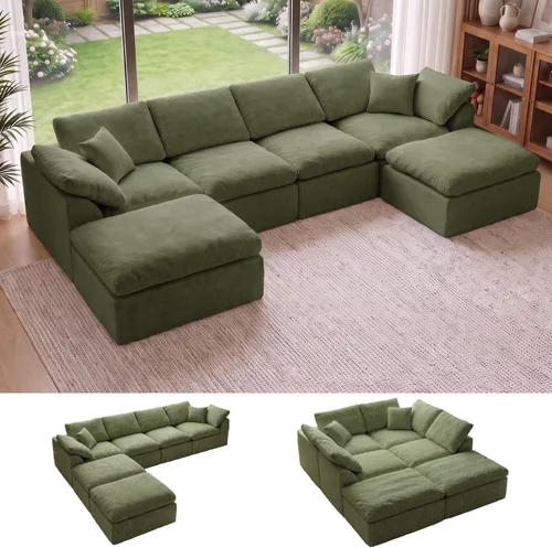 Vista 21 de Sofá de nube deshuesado de gran tamaño, sofá modular en forma de Azul