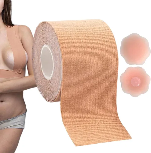 Vista 6 de Xuyuan Boobytape for Breast Lift Elastic and Silicone Backless Nipple Cover Set Bra Tape Boobytape for Breast Lift, Athletic Tape for Large Breast