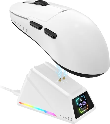 Vista 12 de AJAZZ AJ159 APEX - Mouse inalámbrico para juegos con base de carga magnética, mouse ligero BT/2.4G/USB-C con cable, sensor óptico PAW3950APEX 42K