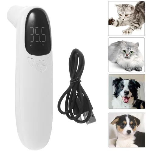 Vista 7 de Veemoon Termómetro recargable sin contacto para gatos y perros, sensor flexible preciso con pantalla LED, adecuado para animales de granja
