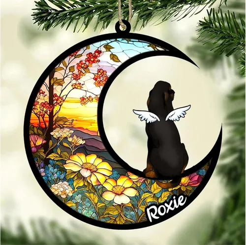 Vista 110 de LOVELYPOD Adorno de Navidad personalizado para perro Basset Hound (marrón) Basset Hound (marrón) adorno para atrapasoles de perro, razas de perros