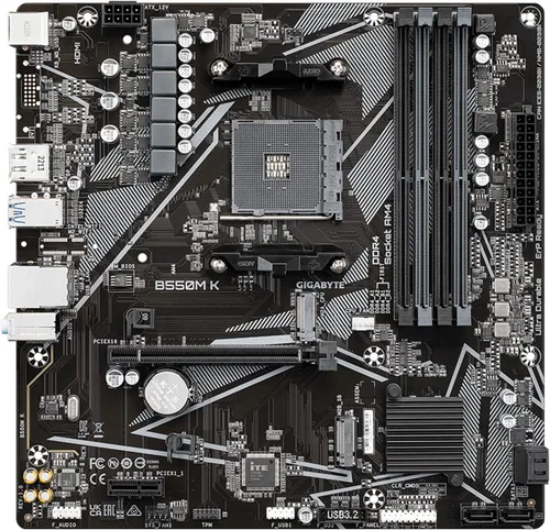 Vista 5 de GIGABYTE B550M K AMD AM4 Micro-ATX Motherboard, Supports Ryzen 5000/4000/3000 Series Processors, DDR4, 3+3 Power Phase, 2X M.2, PCIe 4.0, USB 3.2