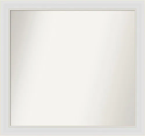 Vista 234 de Amanti Art Espejo de baño blanco para sobre el fregadero, 24 x 26 pulgadas, espejo rectangular blanco y blanco, marco de madera contemporáneo