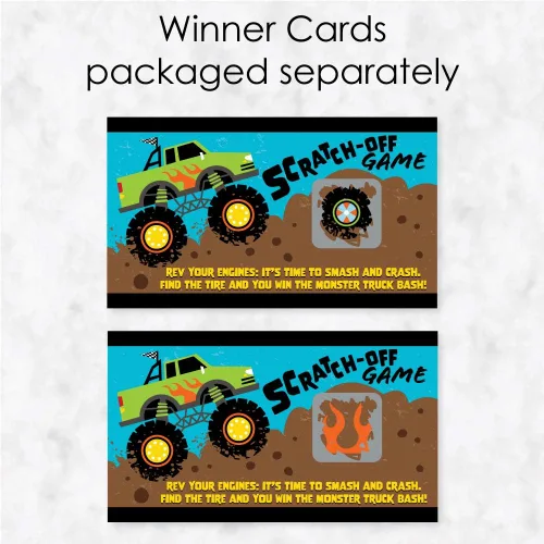 Vista 3 de Big Dot of Happiness Smash and Crash - Monster Truck - Juego de tarjetas para raspar para fiesta de cumpleaños para niños, 22