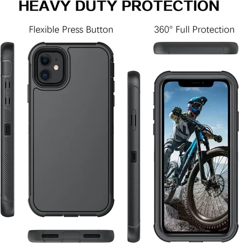 Vista 9 de VENINGO Funda para iPhone 11, funda para iPhone 11, resistente de 3 capas con soporte para cinturón, funda de clip para cinturón, a prueba