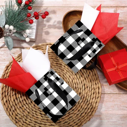 Vista 3 de Tenare 12 bolsas de regalo pequeñas, mini bolsas de papel a granel pequeñas con asa de papel para envolver regalos, suministros de Navidad, fiestas