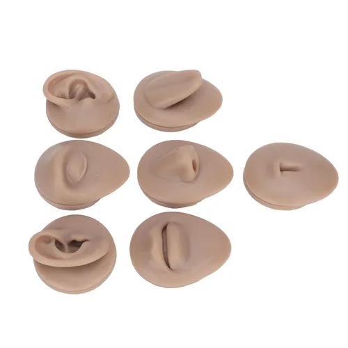Vista 2 de Modelo de perforación corporal, 6 piezas de simulación de silicona para perforación de parte del cuerpo, kit de práctica de piercing, oreja, nariz