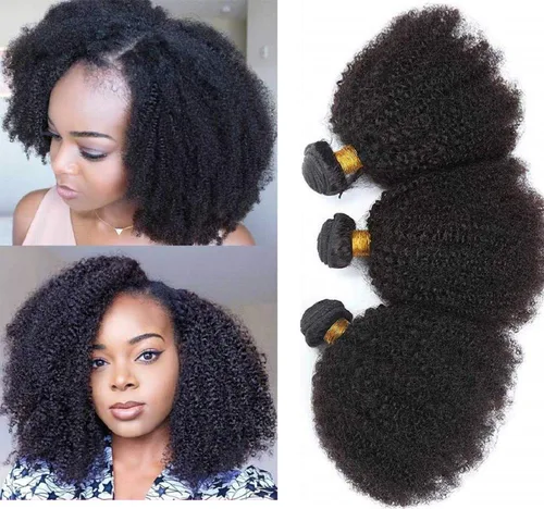 Vista 7 de Paquetes de Cabello Humano Rizado Afro Kinky Ombré Mongol 8 10 12 Pulgadas 1B/30 Negro Marrón 4B 4C Paquetes de Cabello Humano Afro Kinky Rizado