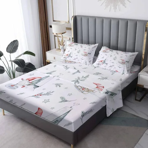 Vista 9 de Juego de sábanas tamaño individual: sábanas de Navidad, sábanas y fundas de almohada para niños, color turquesa, microfibra suave, bolsillo profundo