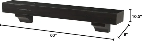 Vista 3 de Pearl Mantels ARYB6041220 Estante de madera de pino envejecido y acabado a mano con ménsulas opcionales incluidas, tostado oscuro envejecido, 60