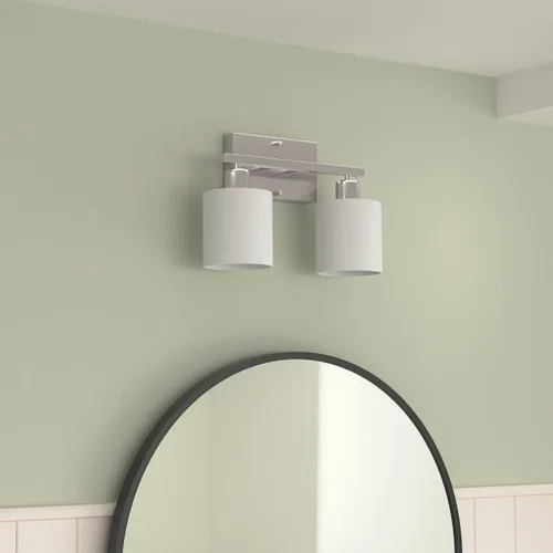 Vista 2 de Lámpara de tocador de baño sobre espejo con níquel cepillado, modernos apliques de pared de 2 luces para dormitorio, sala de estar, decoración