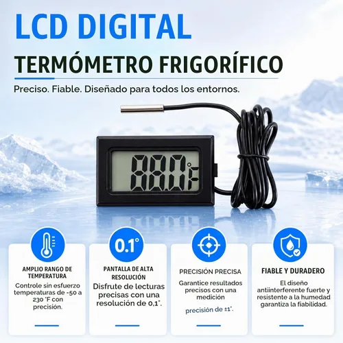 Vista 3 de Termómetro digital LCD para refrigerador, 5 unidades, Fahrenheit