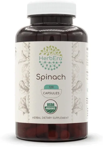 Vista 6 de HerbEra Espinaca 60 Cápsulas, 500 mg, USDA Organic Spinach (Spinacia oleracea) Hoja Seca (60 Cápsulas)