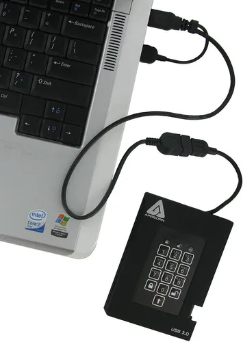 Vista 3 de Apricorn 256GB Aegis Fortress FIPS 140-2 Nivel 2 Validado 256-Bit Encriptado USB 3 SSD externo (A25-3PL256-S256F)