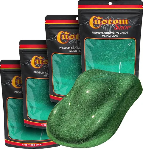 Vista 74 de Custom Shop - Purpurina metálica para pintura automotriz, oro brillante, 4 oz, micro escamas de metal de 0.004" para pintura de automóviles, aditivo