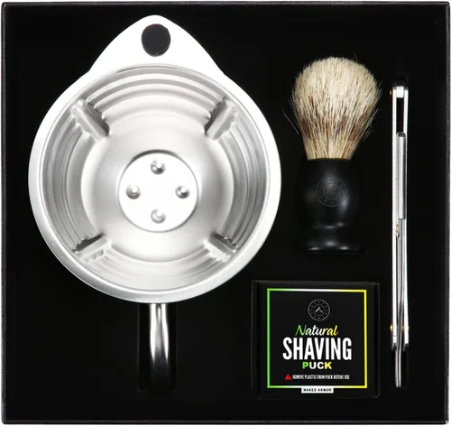 Vista 10 de Naked Armor Savanna - Juego de taza de afeitado – Scuttle de porcelana hecha a mano para afeitados de espuma caliente, incluye cepillo apto