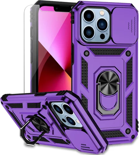 Vista 13 de Funda para iPhone 13 con cubierta para lente de cámara, protector de pantalla HD, doble capa [protección contra caídas de grado militar de 15 pies]