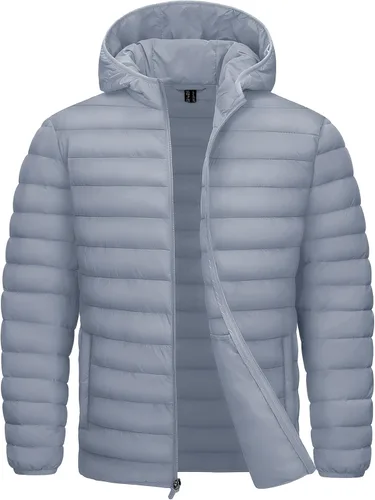 Vista 12 de TACVASEN Chaqueta Puffer Ligera para Hombre con Capucha Resistente al Agua a Prueba de Viento Chaqueta Aislante Acolchada con Forro Abrigos