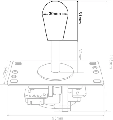 Vista 4 de Juego de 2 bolas ovaladas de joystick de arcade, mango de arcade elipse Topball para 2 jugadores, kit de bricolaje Sanwa Joystick MAME Jamma Part