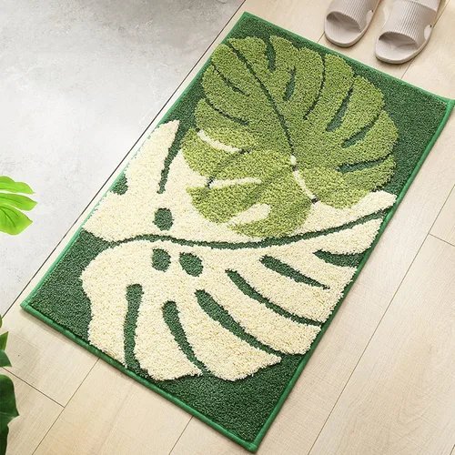Vista 7 de Alfombra de baño de plantas súper absorbente, antideslizante, de microfibra suave, lavable a máquina, alfombra de felpa gruesa para ducha