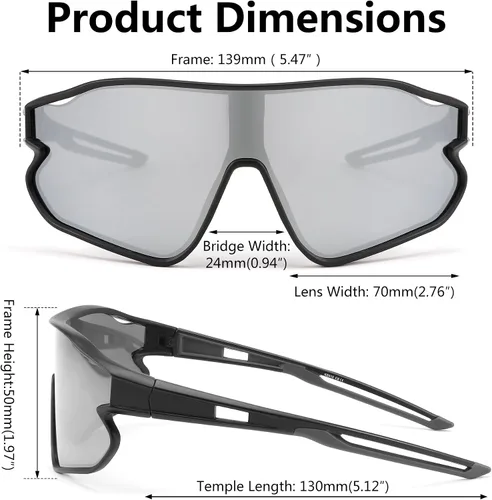 Vista 4 de FEISEDY Gafas de sol unisex para jóvenes, gafas de sol de béisbol y tenis, UV400 deportivas para niños y niñas, pantallas de ciclismo B4064
