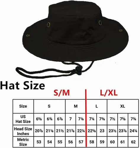 Vista 5 de Glory Max Sombrero de pescador de algodón lavado con correa de barbilla gorra de pesca Sun Safari Boonie Negro