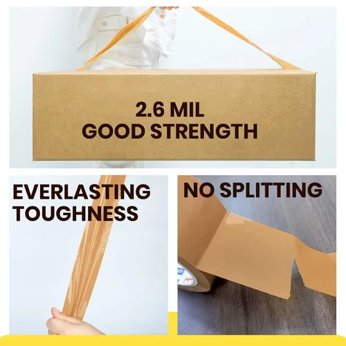Vista 5 de ADHES - Cinta de embalaje marrón con dispensador, 2.6 mil, 1.88 pulgadas x 55 yardas, 6 rollos de cinta de envío resistente para cajas de mudanza