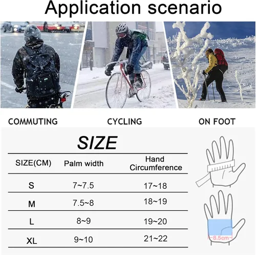 Vista 6 de Guantes térmicos de invierno aislados con compatibilidad con pantalla táctil, diseño impermeable para deportes al aire libre