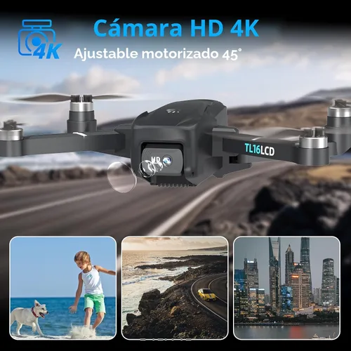 Vista 3 de Drones con cámara para adultos 4K, dron GPS con controlador de pantalla LCD de 4.5" Seguimiento automático de seguimiento 5G de largo alcance