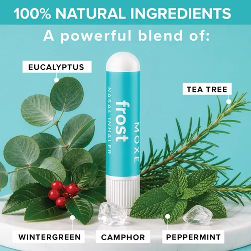Vista 3 de MOXE Frost - Inhalador nasal energizante de aromaterapia - Alivia dolores de cabeza, aumenta la concentración y la energía - Enfriador de sinusitis