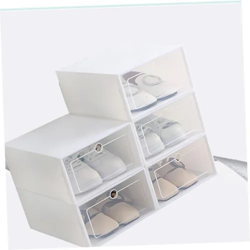 Vista 3 de 12pcs Large Stackable Shoes Storage Boxes Thickened Plastic Shoe Containers for Closet Organization White