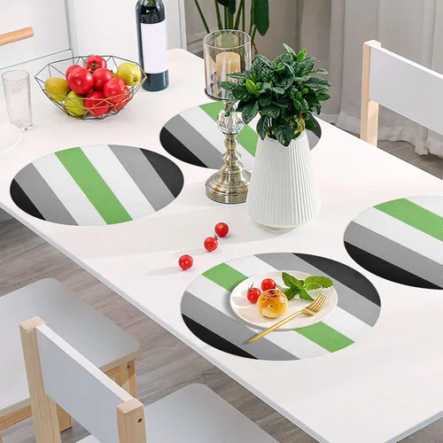 Vista 4 de Agender Pride Flag Round Placemats 15 Inch Seasonal Table Mats Decorative Table Mats for Home Kitchen Holiday Decoration